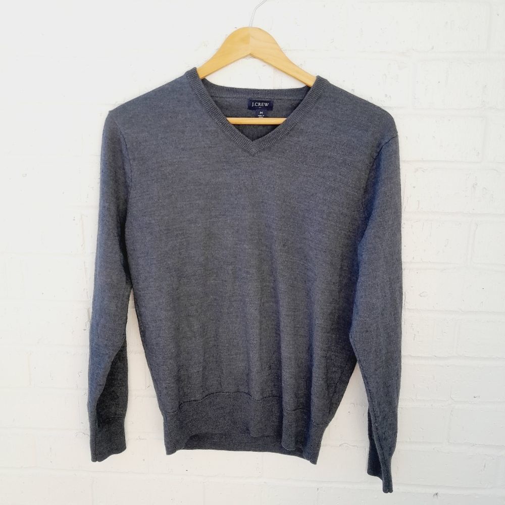 J CREW Men's V Neck Merino Wool Blend Sweater sz: M